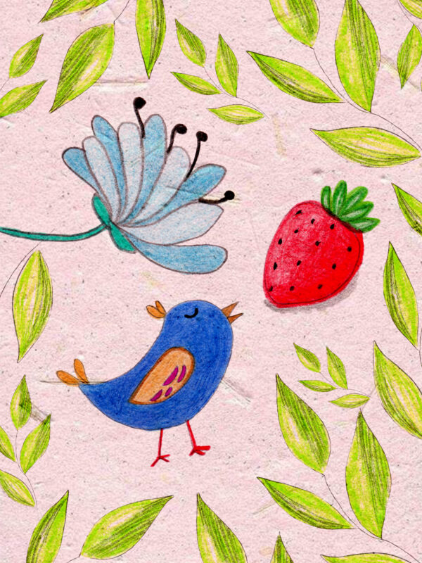 Ilustración Ave y flores